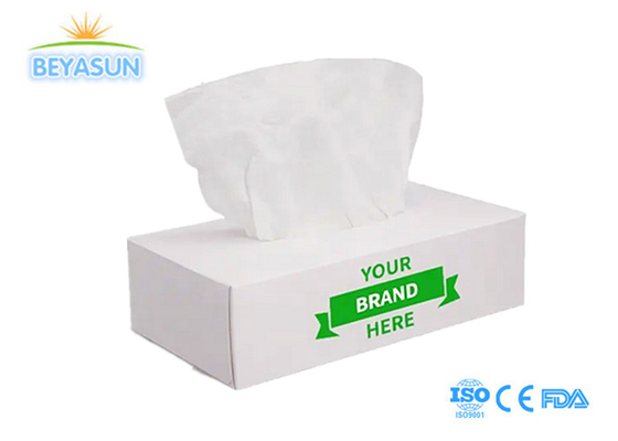 Casella morbida tessuto facciale 2 pli 11GSM 130 fogli di legno vergine pasta bianca Flat Box tessuto carta