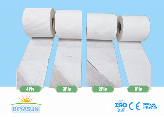 Carta di tessuto igienico da bagno a 2 / 3 / 4 colori bianca robusta e assorbibile per bagno / hotel / casa